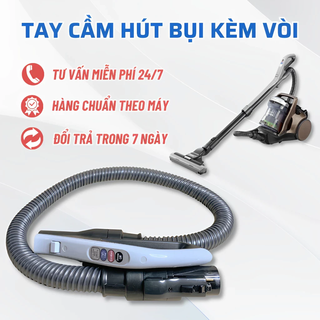 Tay Cầm Máy Hút Bụi Công Nghiệp HITACHI Model CV-SC23 Kèm Vòi Hút, Tay Cầm Kèm Vòi Máy Hút Bụi Hitachi
