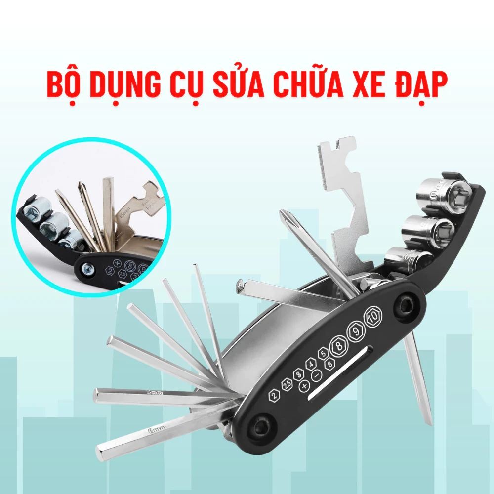 Bộ Dụng Cụ Sửa Chữa Xe Đạp 15 Món Nhỏ Gọn Đa Năng, Bộ Lục Giác Lắp Giáp, Sửa Chữa Xe Đạp